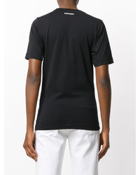 schwarzes bedrucktes T-Shirt mit einem Rundhalsausschnitt von Dsquared2