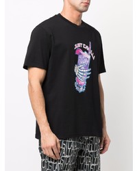 schwarzes bedrucktes T-Shirt mit einem Rundhalsausschnitt von Just Cavalli