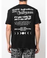 schwarzes bedrucktes T-Shirt mit einem Rundhalsausschnitt von Just Cavalli