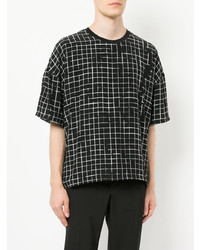 schwarzes bedrucktes T-Shirt mit einem Rundhalsausschnitt von Haider Ackermann