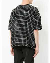 schwarzes bedrucktes T-Shirt mit einem Rundhalsausschnitt von Haider Ackermann