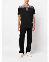 schwarzes bedrucktes T-Shirt mit einem Rundhalsausschnitt von Marcelo Burlon County of Milan