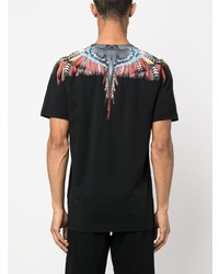 schwarzes bedrucktes T-Shirt mit einem Rundhalsausschnitt von Marcelo Burlon County of Milan