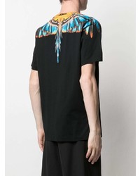 schwarzes bedrucktes T-Shirt mit einem Rundhalsausschnitt von Marcelo Burlon County of Milan