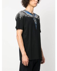 schwarzes bedrucktes T-Shirt mit einem Rundhalsausschnitt von Marcelo Burlon County of Milan