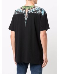 schwarzes bedrucktes T-Shirt mit einem Rundhalsausschnitt von Marcelo Burlon County of Milan