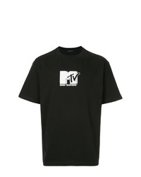 schwarzes bedrucktes T-Shirt mit einem Rundhalsausschnitt von GUILD PRIME