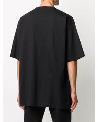 schwarzes bedrucktes T-Shirt mit einem Rundhalsausschnitt von Balenciaga