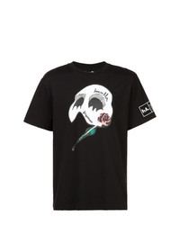 schwarzes bedrucktes T-Shirt mit einem Rundhalsausschnitt von Haculla
