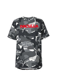 schwarzes bedrucktes T-Shirt mit einem Rundhalsausschnitt von Haculla