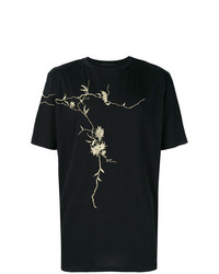 schwarzes bedrucktes T-Shirt mit einem Rundhalsausschnitt von Haider Ackermann