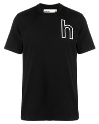 schwarzes bedrucktes T-Shirt mit einem Rundhalsausschnitt von Haikure