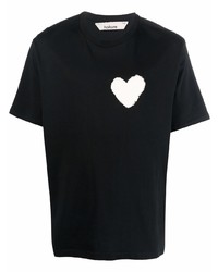schwarzes bedrucktes T-Shirt mit einem Rundhalsausschnitt von Haikure