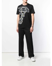 schwarzes bedrucktes T-Shirt mit einem Rundhalsausschnitt von Versace Collection