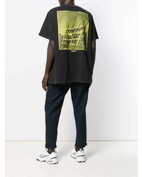 schwarzes bedrucktes T-Shirt mit einem Rundhalsausschnitt von Off-White