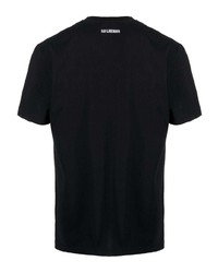 schwarzes bedrucktes T-Shirt mit einem Rundhalsausschnitt von Han Kjobenhavn