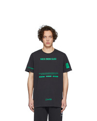 schwarzes bedrucktes T-Shirt mit einem Rundhalsausschnitt von Han Kjobenhavn