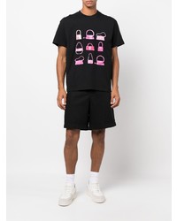 schwarzes bedrucktes T-Shirt mit einem Rundhalsausschnitt von Jacquemus