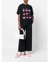 schwarzes bedrucktes T-Shirt mit einem Rundhalsausschnitt von Jacquemus