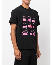 schwarzes bedrucktes T-Shirt mit einem Rundhalsausschnitt von Jacquemus