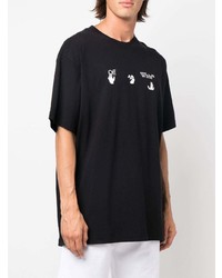 schwarzes bedrucktes T-Shirt mit einem Rundhalsausschnitt von Off-White