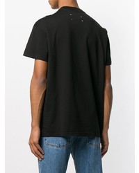 schwarzes bedrucktes T-Shirt mit einem Rundhalsausschnitt von Maison Margiela