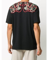 schwarzes bedrucktes T-Shirt mit einem Rundhalsausschnitt von Marcelo Burlon County of Milan