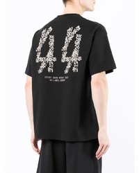 schwarzes bedrucktes T-Shirt mit einem Rundhalsausschnitt von 44 label group