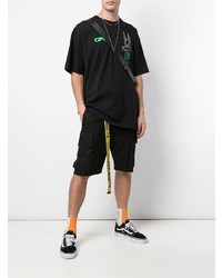 schwarzes bedrucktes T-Shirt mit einem Rundhalsausschnitt von Off-White