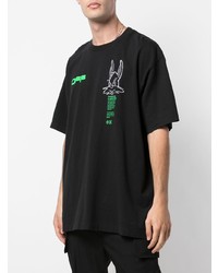 schwarzes bedrucktes T-Shirt mit einem Rundhalsausschnitt von Off-White