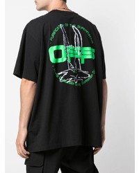 schwarzes bedrucktes T-Shirt mit einem Rundhalsausschnitt von Off-White