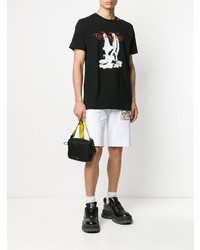 schwarzes bedrucktes T-Shirt mit einem Rundhalsausschnitt von Off-White