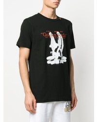 schwarzes bedrucktes T-Shirt mit einem Rundhalsausschnitt von Off-White