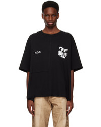 schwarzes bedrucktes T-Shirt mit einem Rundhalsausschnitt von HEAD OF STATE