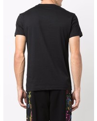 schwarzes bedrucktes T-Shirt mit einem Rundhalsausschnitt von VERSACE JEANS COUTURE