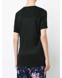 schwarzes bedrucktes T-Shirt mit einem Rundhalsausschnitt von Prabal Gurung