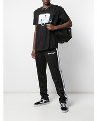 schwarzes bedrucktes T-Shirt mit einem Rundhalsausschnitt von Supreme