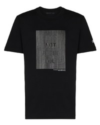 schwarzes bedrucktes T-Shirt mit einem Rundhalsausschnitt von Helmut Lang