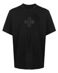 schwarzes bedrucktes T-Shirt mit einem Rundhalsausschnitt von Helmut Lang