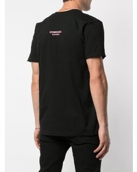 schwarzes bedrucktes T-Shirt mit einem Rundhalsausschnitt von DOMREBEL