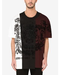 schwarzes bedrucktes T-Shirt mit einem Rundhalsausschnitt von Dolce & Gabbana