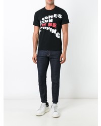 schwarzes bedrucktes T-Shirt mit einem Rundhalsausschnitt von The Beatles X Comme Des Garçons