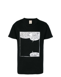 schwarzes bedrucktes T-Shirt mit einem Rundhalsausschnitt von Herman