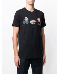 schwarzes bedrucktes T-Shirt mit einem Rundhalsausschnitt von Ps By Paul Smith