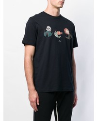 schwarzes bedrucktes T-Shirt mit einem Rundhalsausschnitt von Ps By Paul Smith