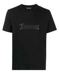 schwarzes bedrucktes T-Shirt mit einem Rundhalsausschnitt von Herno
