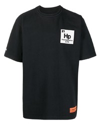 schwarzes bedrucktes T-Shirt mit einem Rundhalsausschnitt von Heron Preston