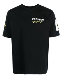 schwarzes bedrucktes T-Shirt mit einem Rundhalsausschnitt von Heron Preston