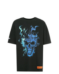 schwarzes bedrucktes T-Shirt mit einem Rundhalsausschnitt von Heron Preston