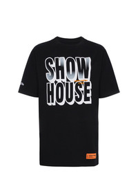 schwarzes bedrucktes T-Shirt mit einem Rundhalsausschnitt von Heron Preston